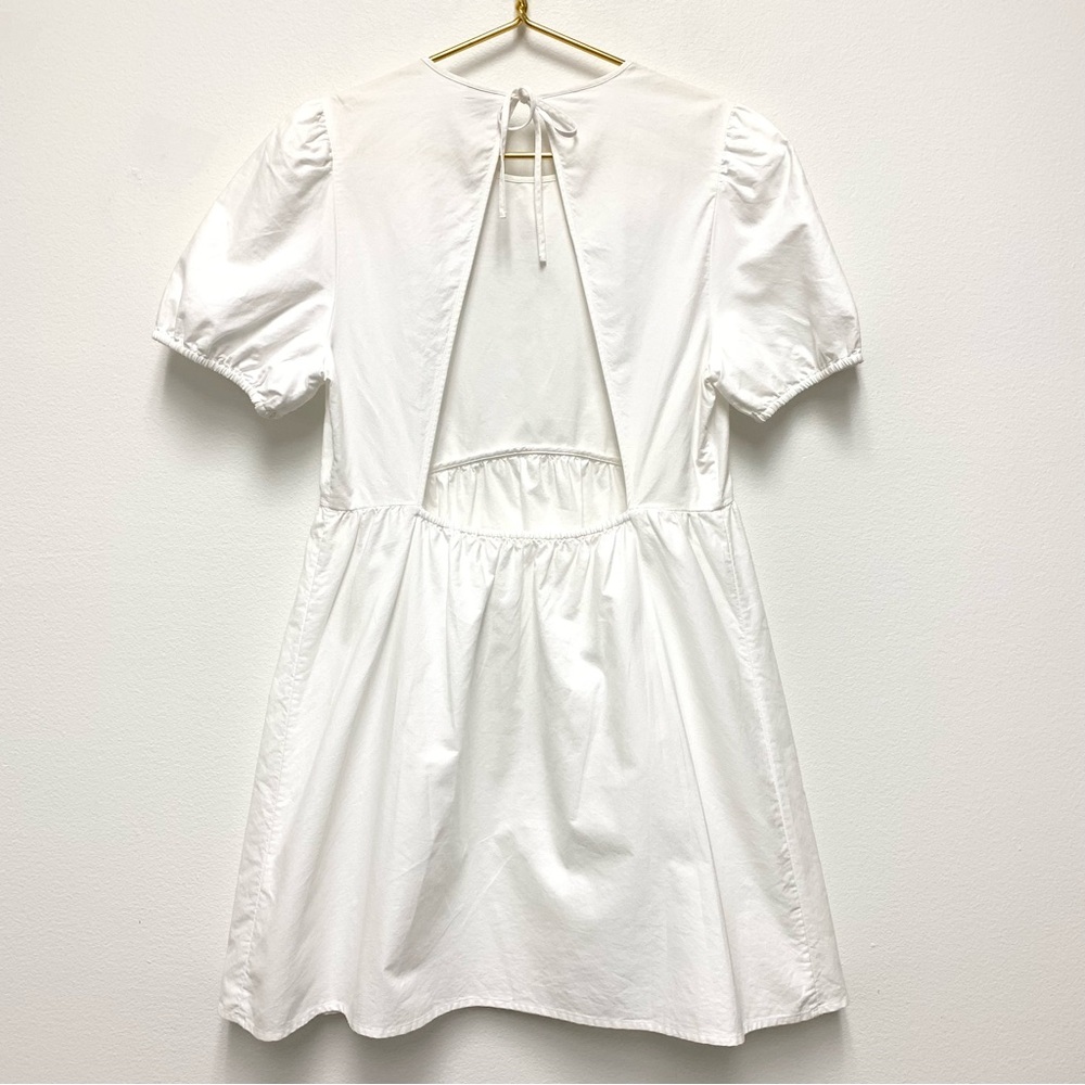Aritzia Sunday Best Saida Babydoll Mini Dress Size Medium Puff Sleeve Open Back - Picture 7 of 12